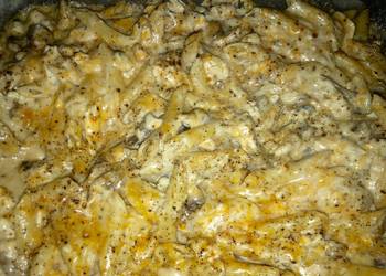 How to Make Yummy Cheesy chicken and mushroom casserole