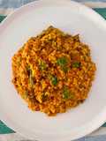 Mijo meloso con melva, tomate y nori