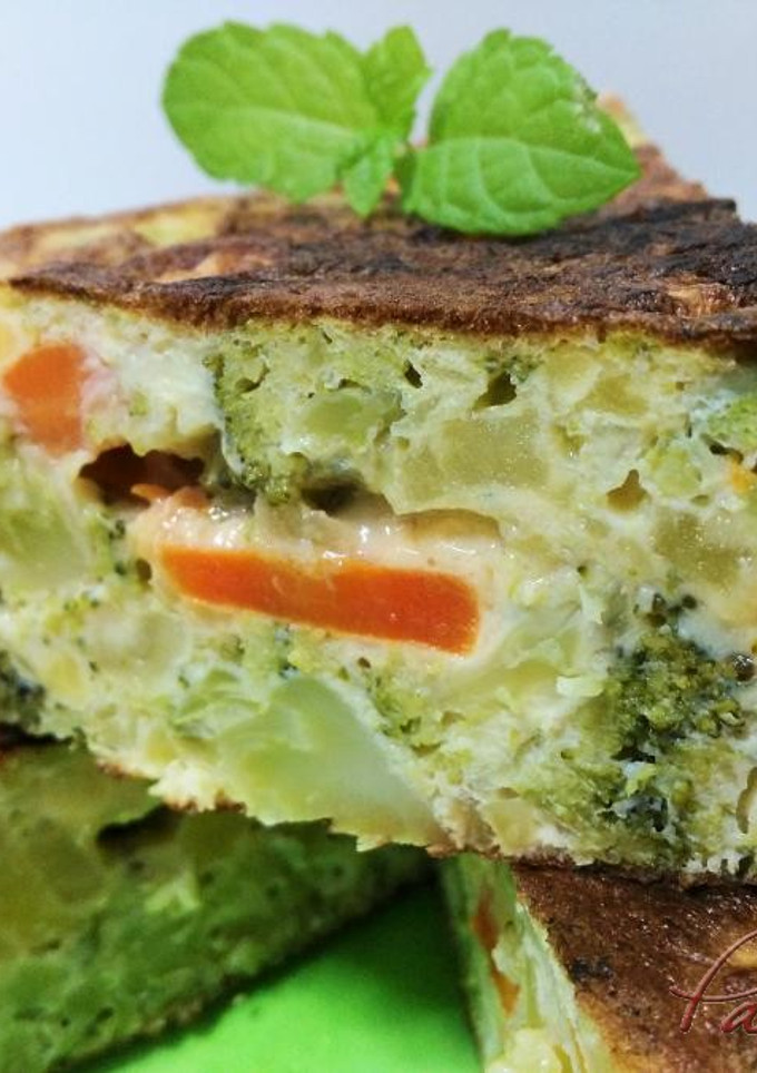 Una foto de Tortilla de patatas y brócoli 'Apta para personas con diabetes'