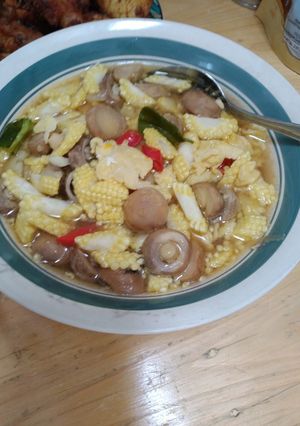 Foto resep Tumis Jagung Manis Jamur Campur Telor Orak Arik
