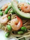 Cucumber shrimp spaghettini