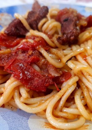 Une photo de Spaghetti au four