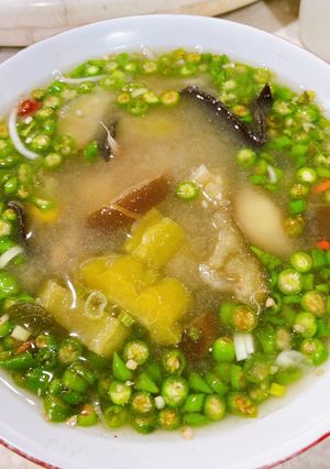 Foto resep Sup terong pare jagung jamur Vegan