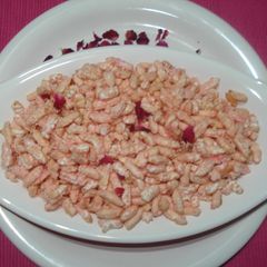 A picture of Gulabi kheel(puffed rice)-batashe(sugar drops) bhog#diwali.