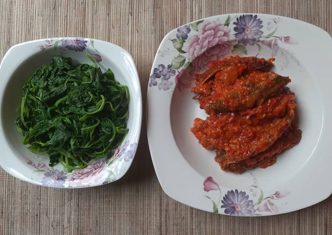 Sambel Pindang Lalap Daun Bayam (Ikan Keranjang)