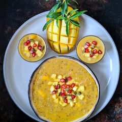 A picture of Mango Daliya/ Mango porridge.
