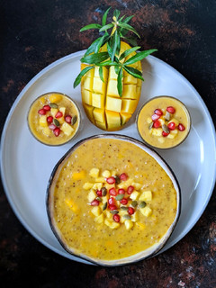 A picture of Mango Daliya/ Mango porridge.