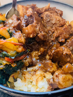 A picture of Samp, spinach and beef stew(Easy meal).