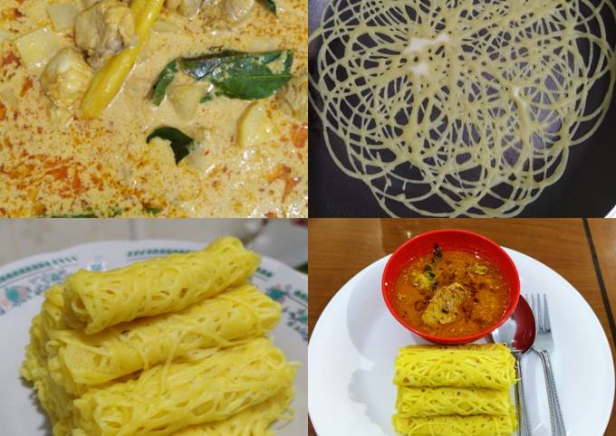 Roti Jala Kuah Kari Ayam