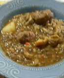 Guiso de arroz con lentejas