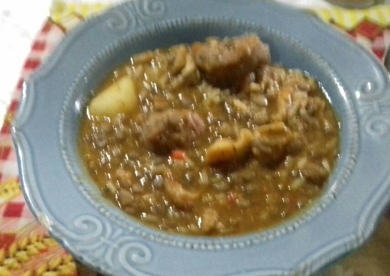 Guiso de arroz con lentejas