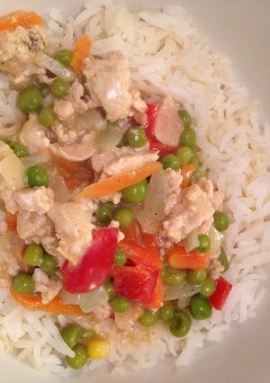 A picture of Creamy mince and rice.
