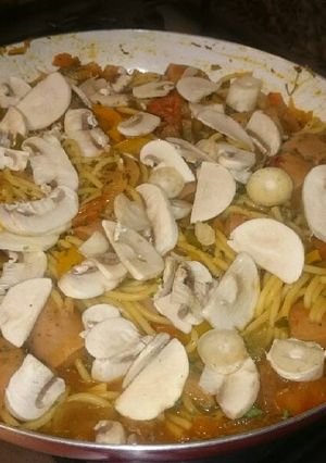 A picture of Pasta hotdog webs.
