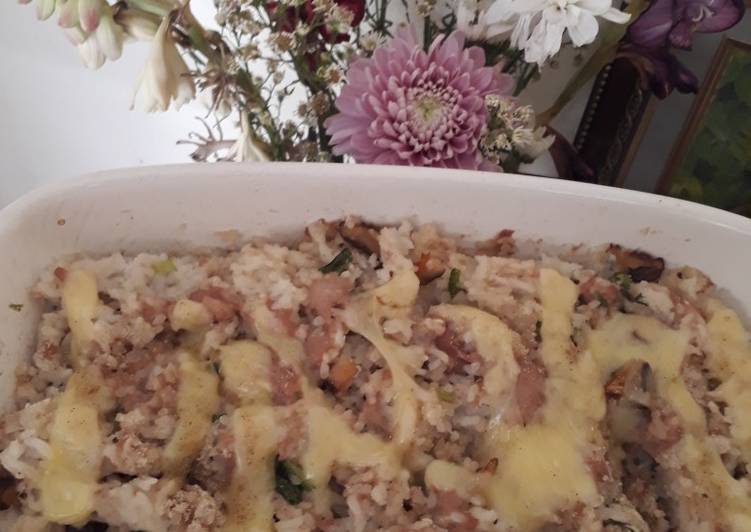 Baked Rice with Mozarella Cheese