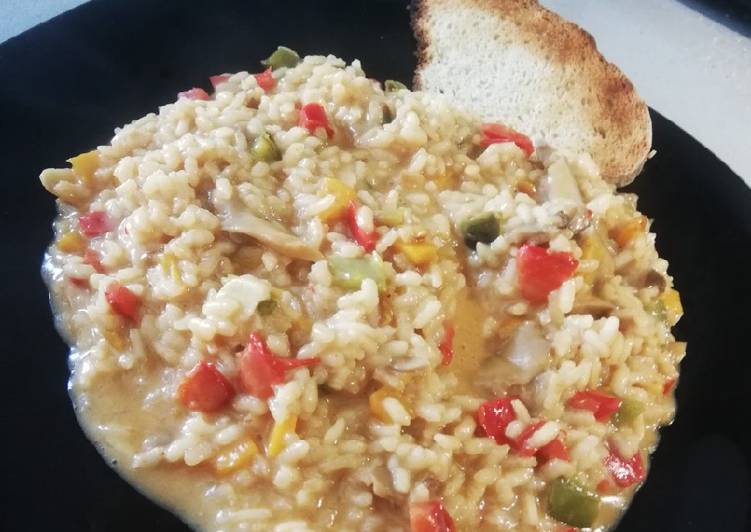 Risotto de pimientos 🌶 y setas 🍄