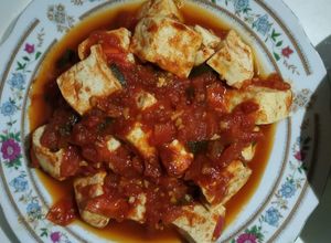 Hình của món Đậu hũ tứ xuyên (kiểu sốt cà) + canh súp.