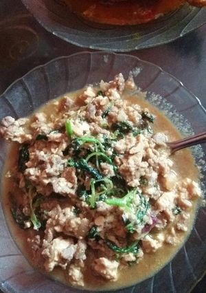 Foto resep Spinach with beef and tofu