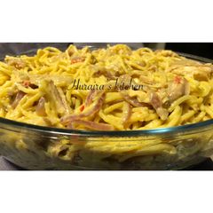 A picture of Cheesy chicken pasta.
