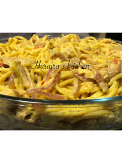 A picture of Cheesy chicken pasta.