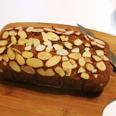 A picture of Coffee and almond cake.