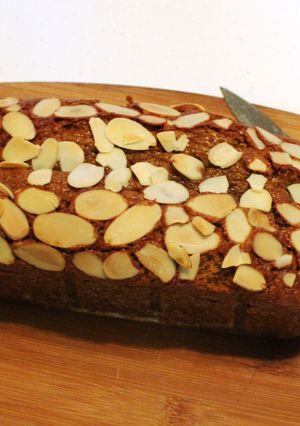 A picture of Coffee and almond cake.