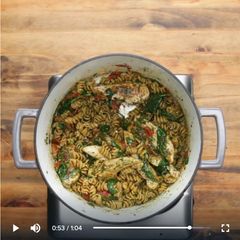 A picture of Pesto chicken pasta.