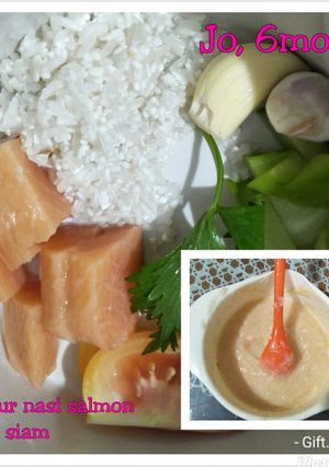 Foto resep Mpasi 6mos - Bubur nasi salmon labu siam