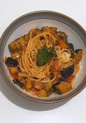 Foto resep Quickie pasta pesto terong