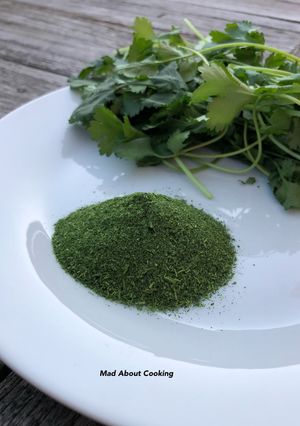 A picture of Tuesday Tip | How to Dry Fresh Coriander Leaves in the Microwave Method.