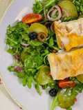 Merluzzo in padella con insalata pinta