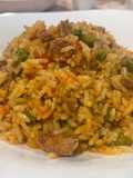 Risotto Integrale con Salsiccia, Peperoni, Piselli e Patate