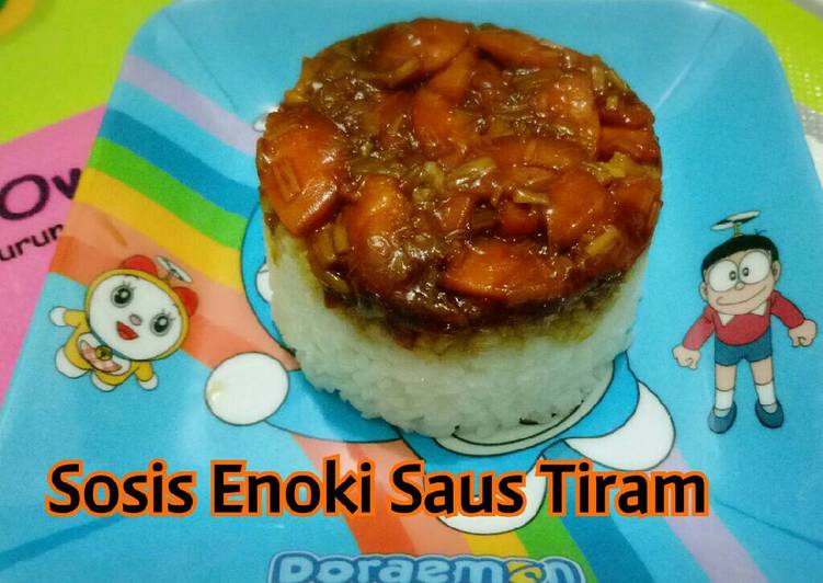 Nasi dengan Sosis Enoki Saus Tiram (toddler meal)
