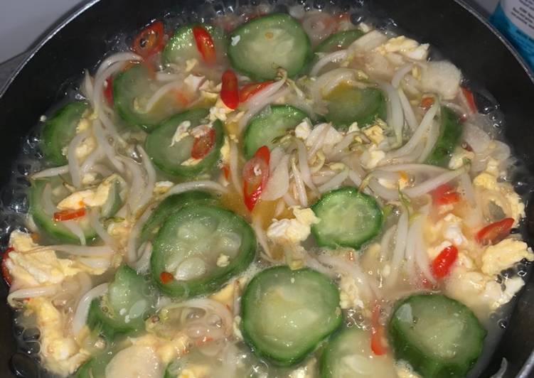 Resep Tumis sayur oyong tauge telur sehat murah untuk diet anak kost, Enak Banget