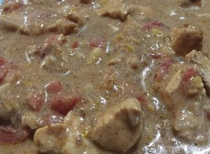 Una foto de Chicken Tikka Masala. Pollo con salsa al garam masala