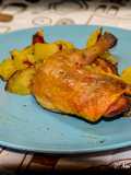 Coscia di faraona farcita con patate al forno