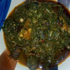 A picture of Water leave and vegetable soup.