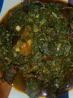 A picture of Water leave and vegetable soup.