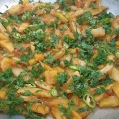 A picture of Potatoes and Arvi ka Salan.