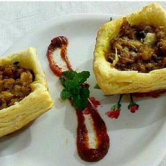 A picture of Mix veg open puff pastry.
