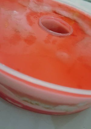 Foto resep Puding Busa strawberry pandan