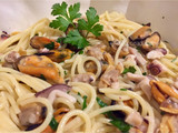 Spaghetti con frutos de mar🍝🐙🦐🦀