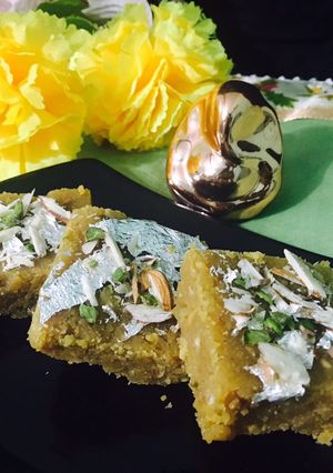 A picture of Chana dal coconut barfi.