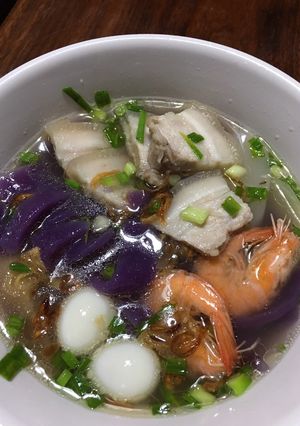 Hình của món Bánh canh khoai lang tím.