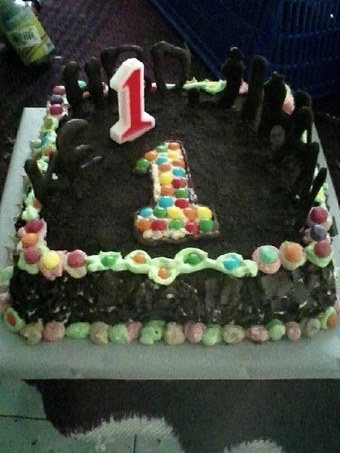 Langkah Gampang Membuat Resep  Cake coklat ultah tanah warna warni yang Bisa Manjain Lidah, Sempurna