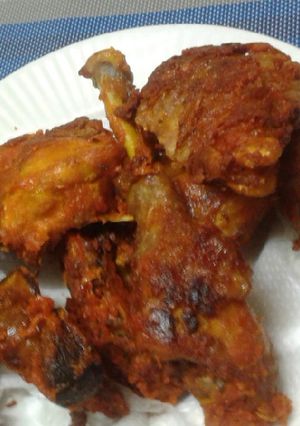 A picture of Deep fried coated kienyeji chicken.