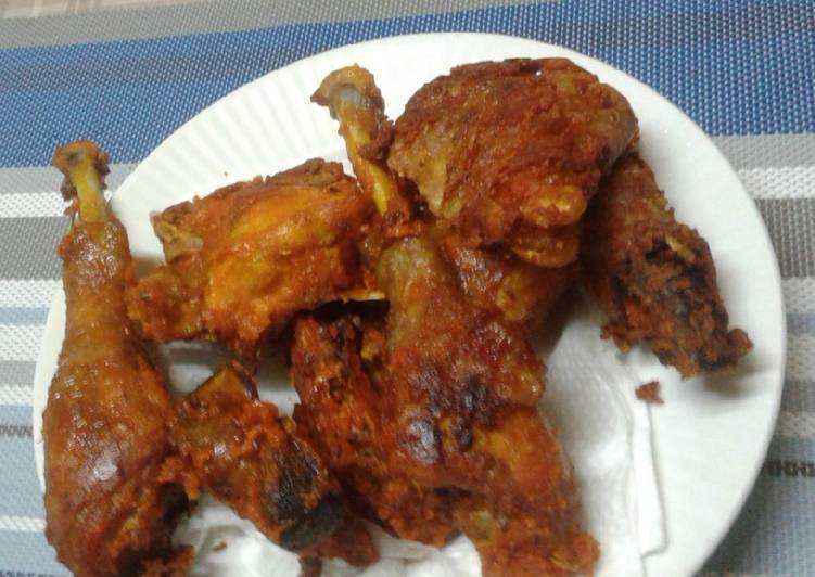 Deep fried coated kienyeji chicken