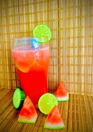 A picture of Colourful and Powerful Detox-Watermelon🍉Cucumber🥒Lemon🍋 (Quick 5 Minutes).