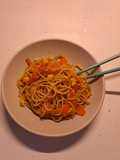 Espaguetis con salsa de soja