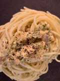 Spaghetti pesto e salmone