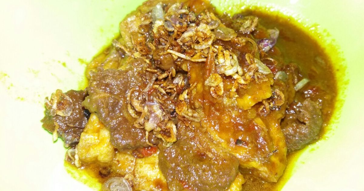 Daging masak lapis + tahu (masakan ala surabaya)
